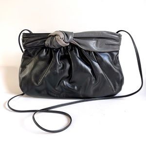 Vintage Morris Moskowitz black & gray leather clutch bag evening purse